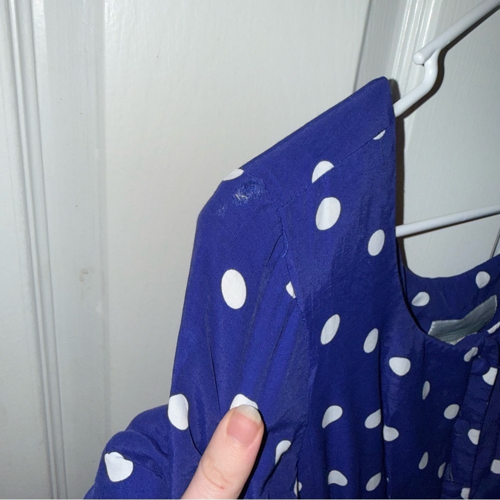 Vintage 1980’s Dress | Royal Blue w/ White Polka Dots | Rockabilly - Picture 13 of 14